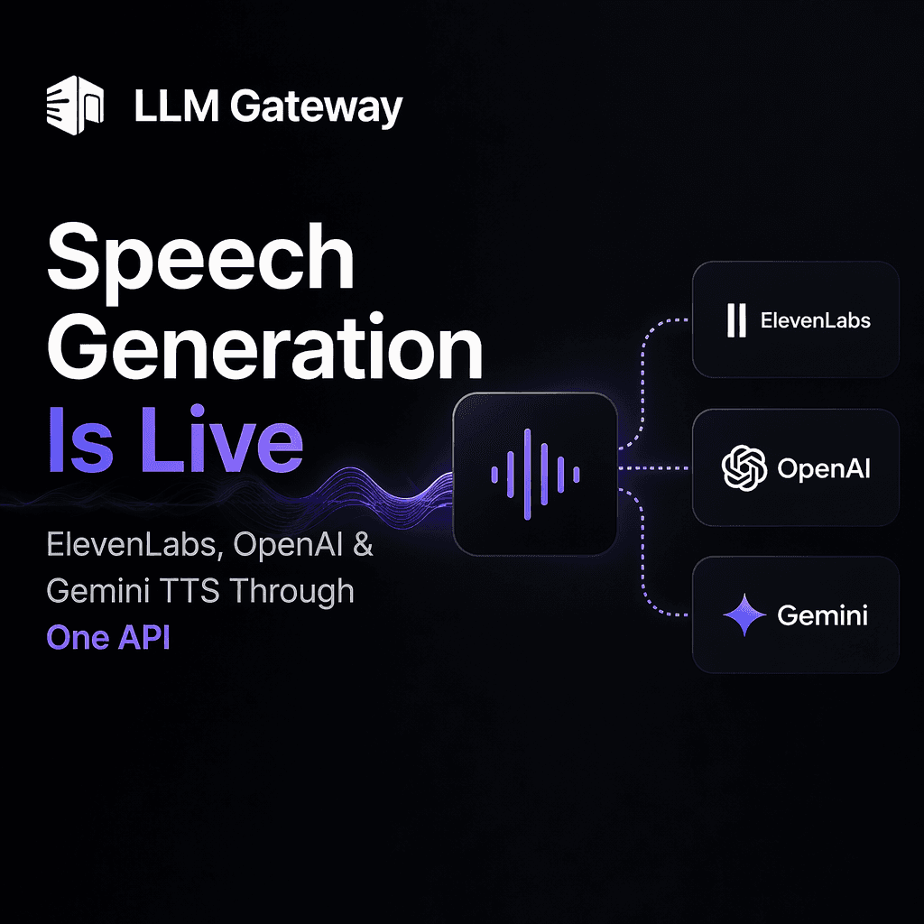Sound waves flowing out of a single API endpoint into multiple speech models