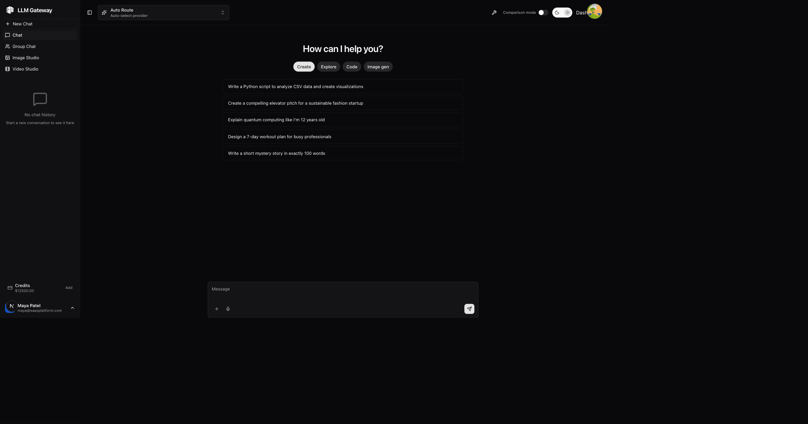 LLM Gateway Chat Playground