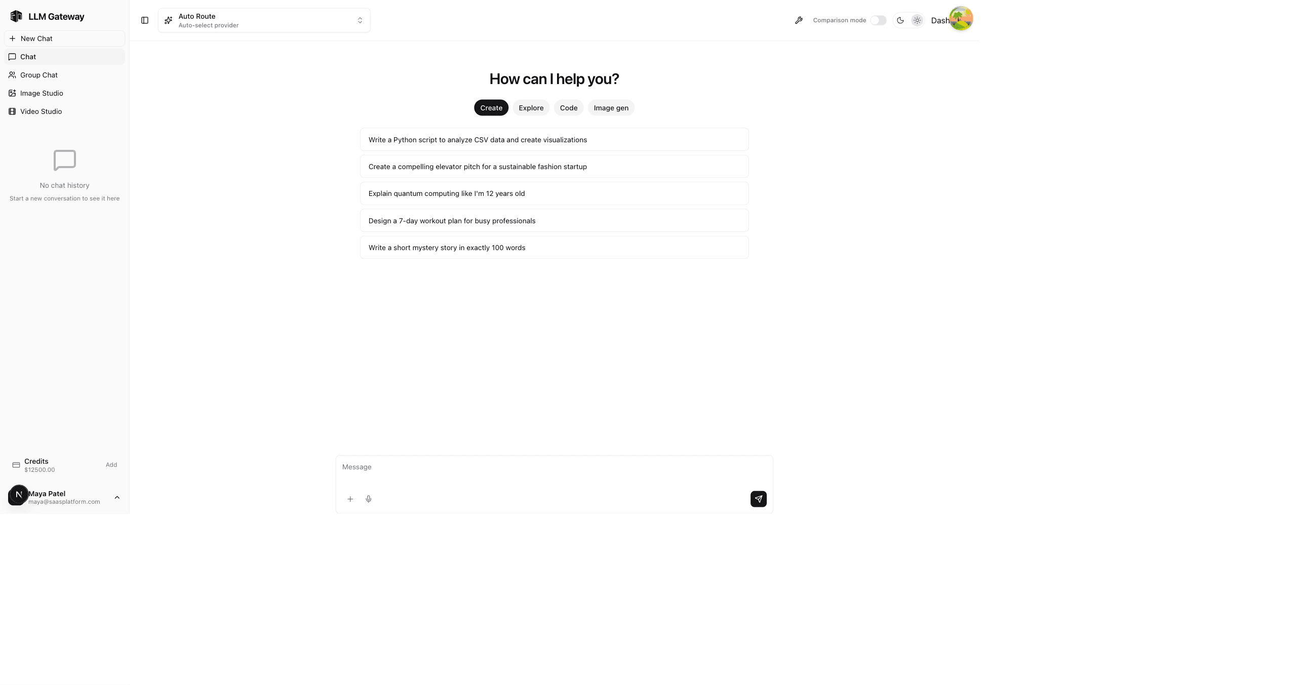 LLM Gateway Chat Playground