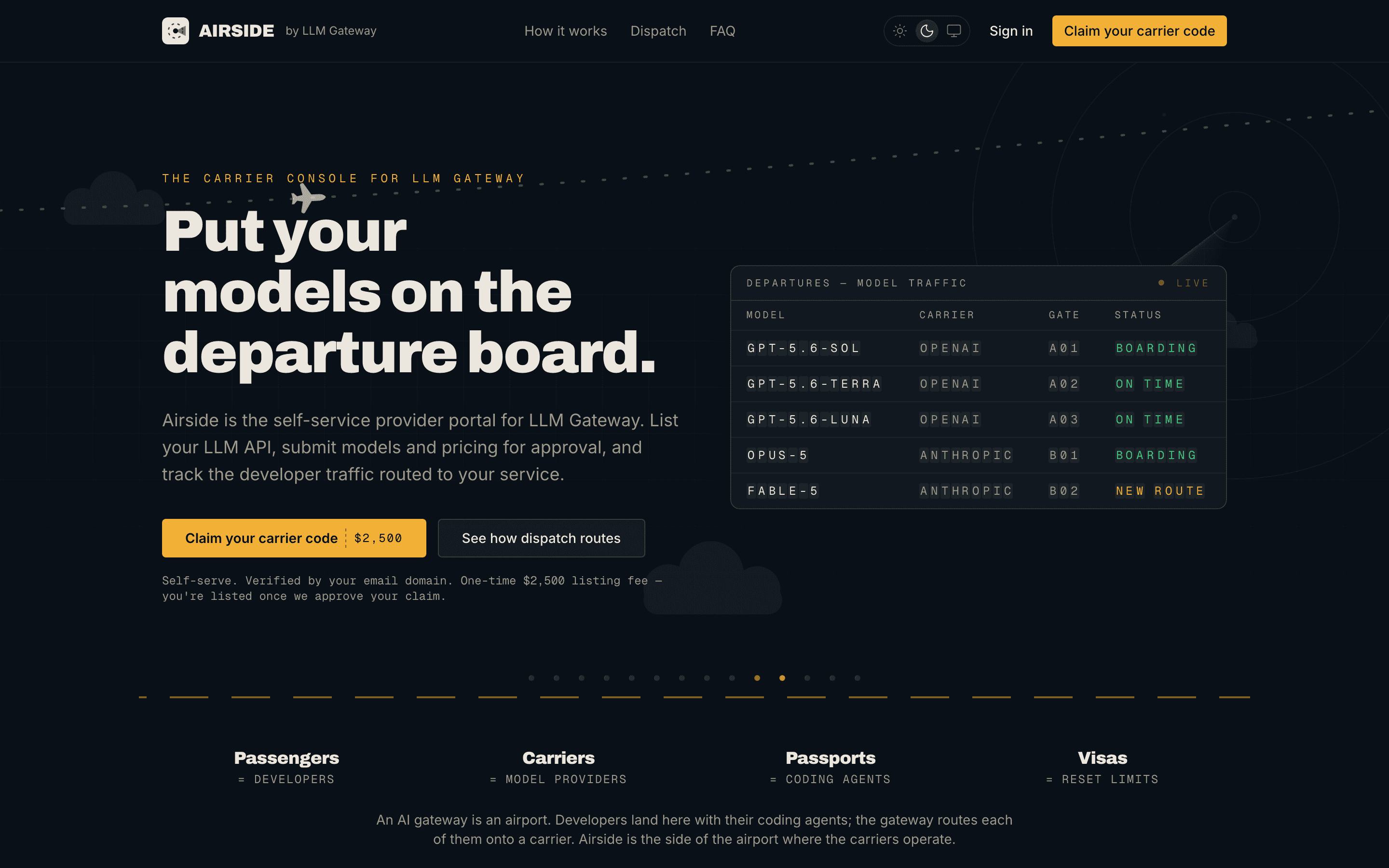 The Airside landing page