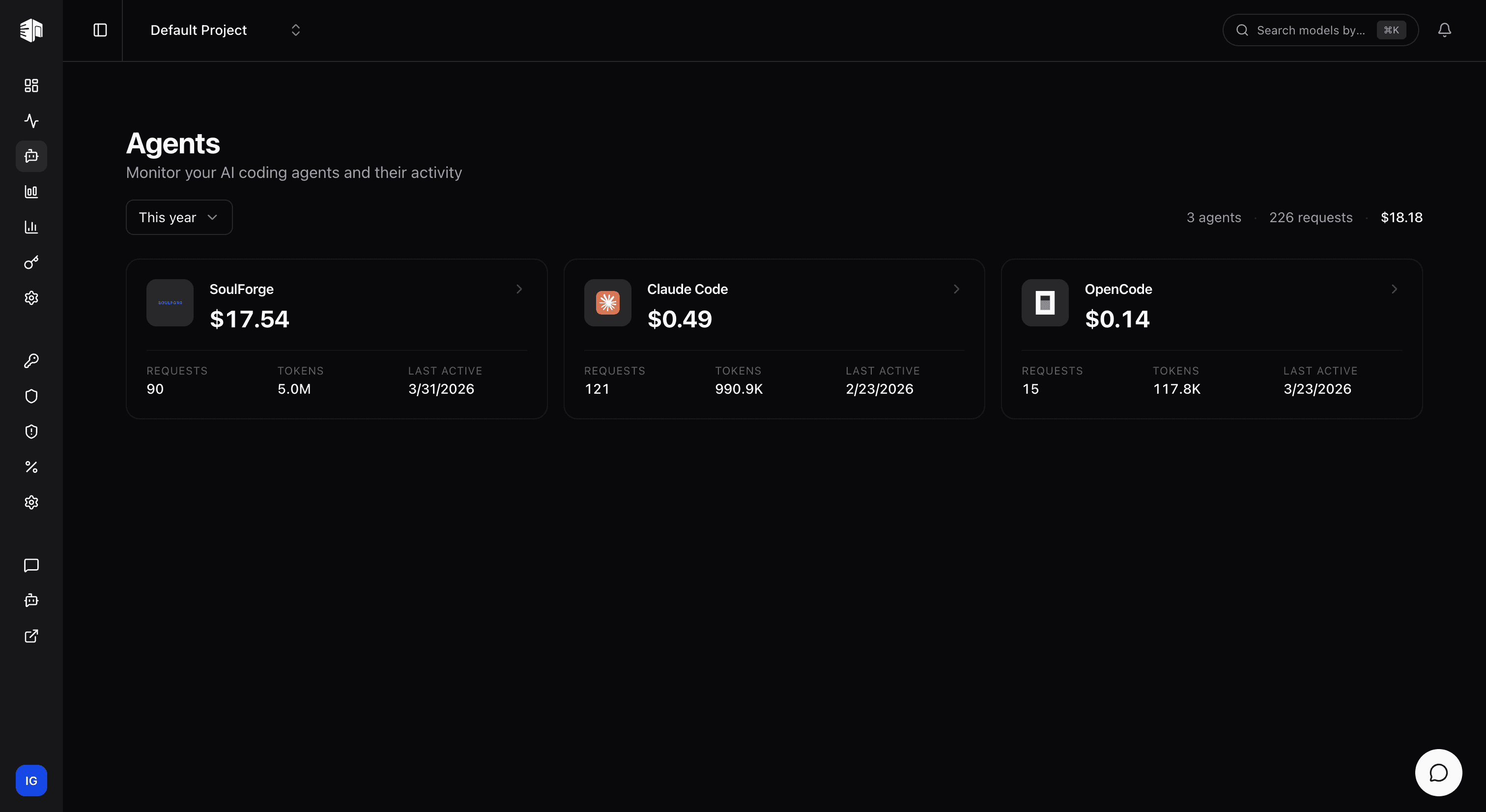Agents list in light mode