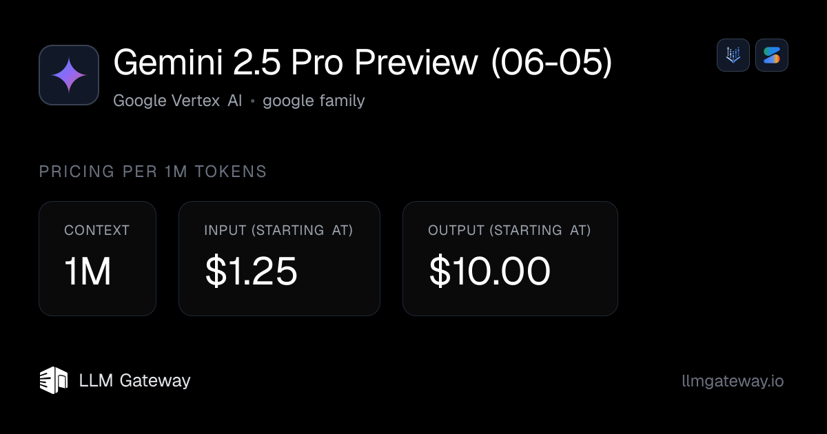 Gemini 2.5 Pro Preview (06-05) on Google Vertex AI | LLM Gateway